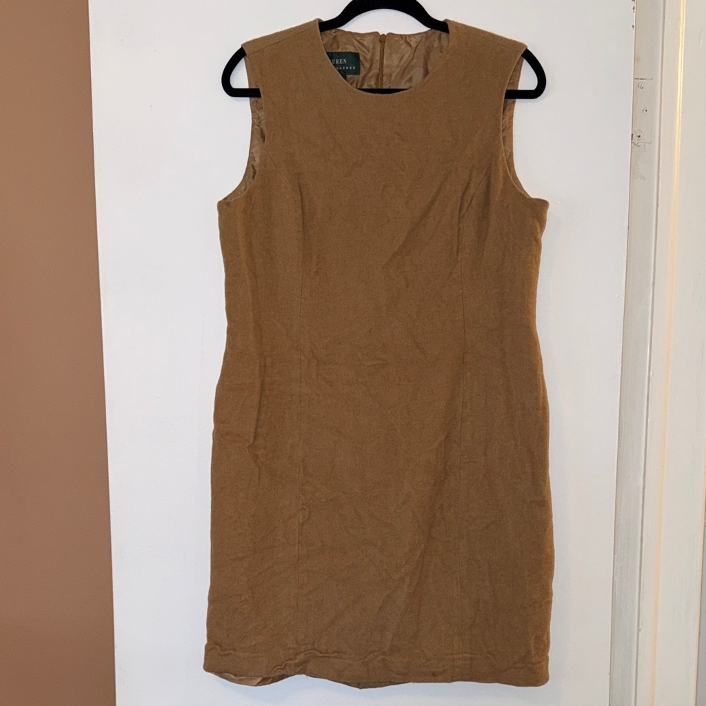 Ralph Lauren Camel Wool-Like Sleeveless Mini Dress